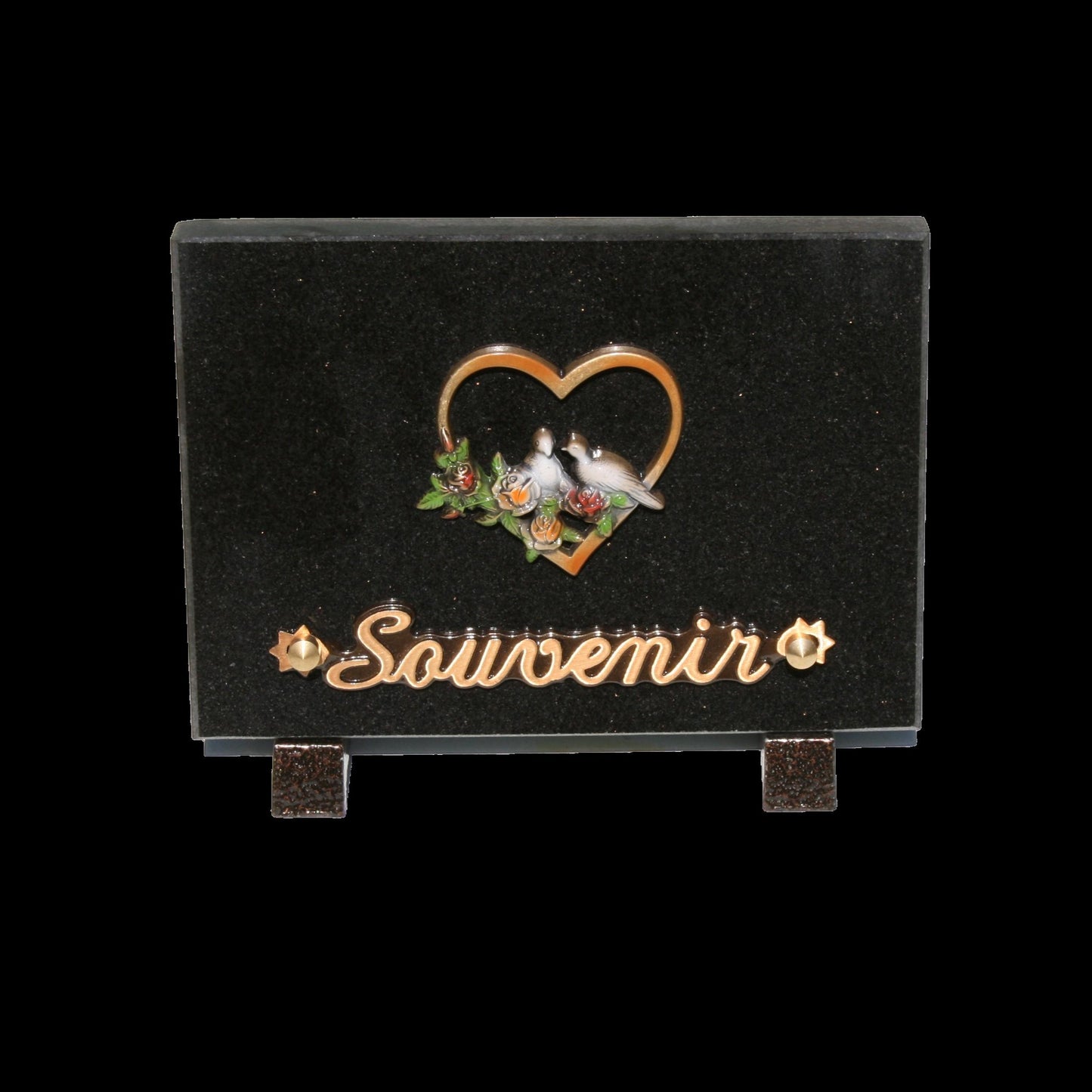 Plaque funéraire bronze couleurs