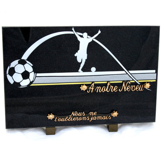 Plaque funéraire footballeur