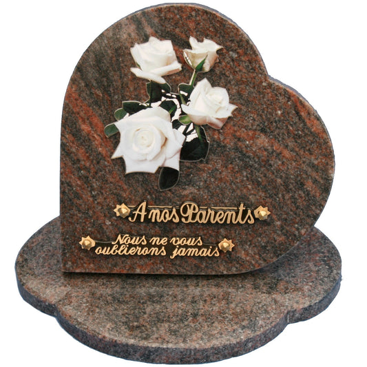 Coeur granit roses blanches