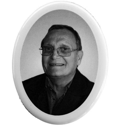 Photo porcelaine noir et blanc ovale