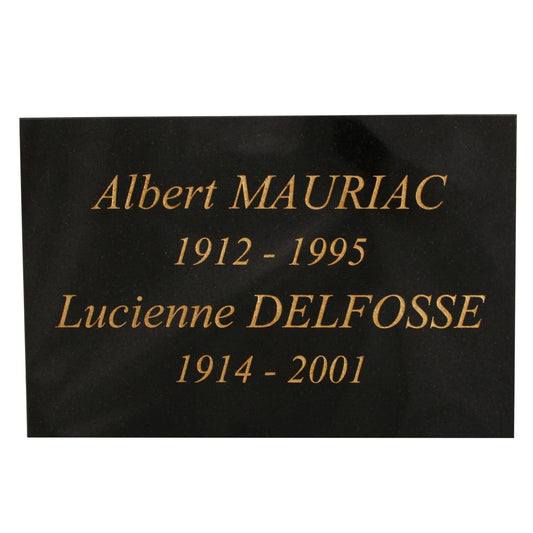 Plaque funéraire gravée or