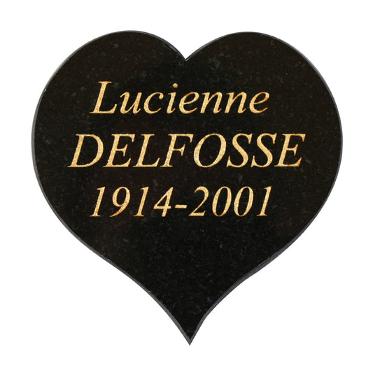 Coeur granit gravé or fin 22 carats