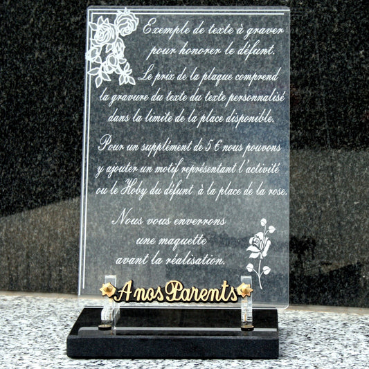 Plaque personnalisée plexi