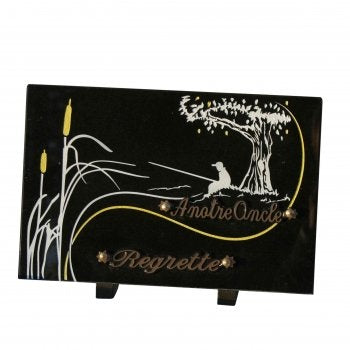 Plaque funéraire Paris pêcheur à la ligne