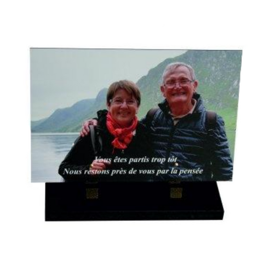 Gravure photo couleurs sur plaque funeraire