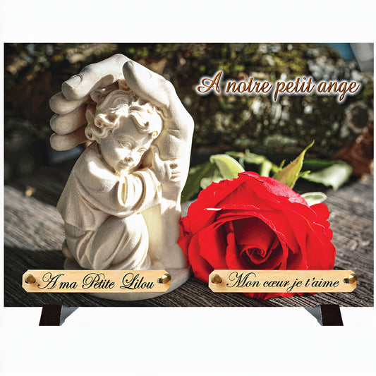 Plaque funéraire Ange & Rose