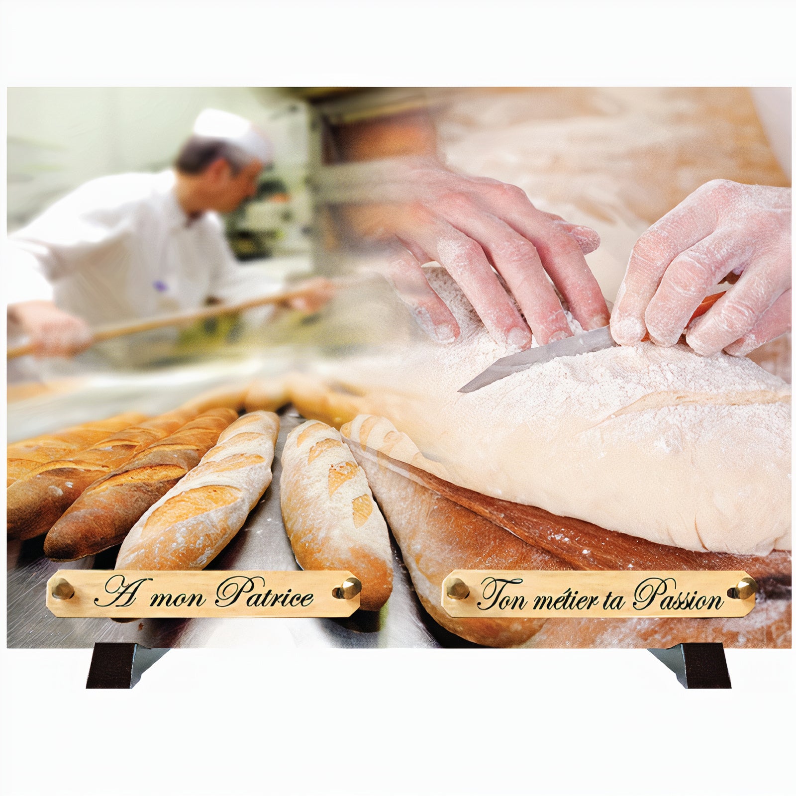 Plaque funéraire Boulanger Deuil fleuri