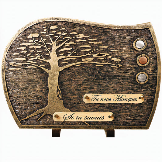 Plaque funéraire bronze Arbre