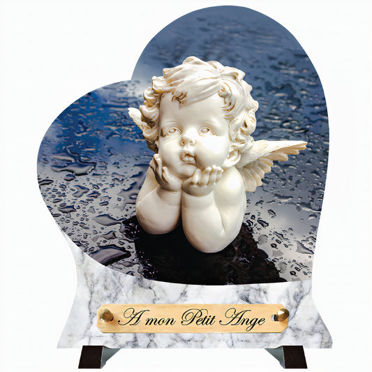 Plaque funéraire coeur Ange