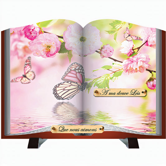Plaque funéraire Livre Papillon
