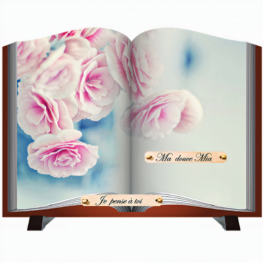 Plaque funéraire Livre Rose