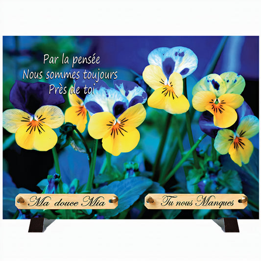 Plaque funéraire Pensées en fleurs