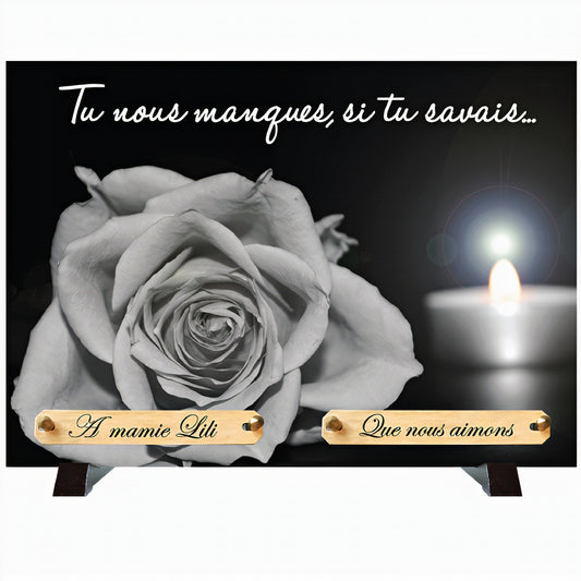 Plaque funéraire Roses noir & blanc