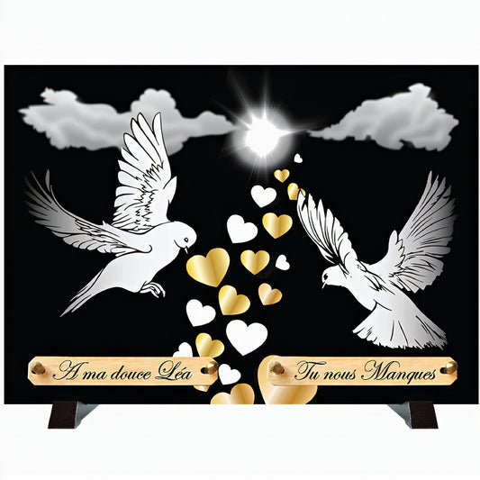 Plaque monochrome Colombes & Coeurs