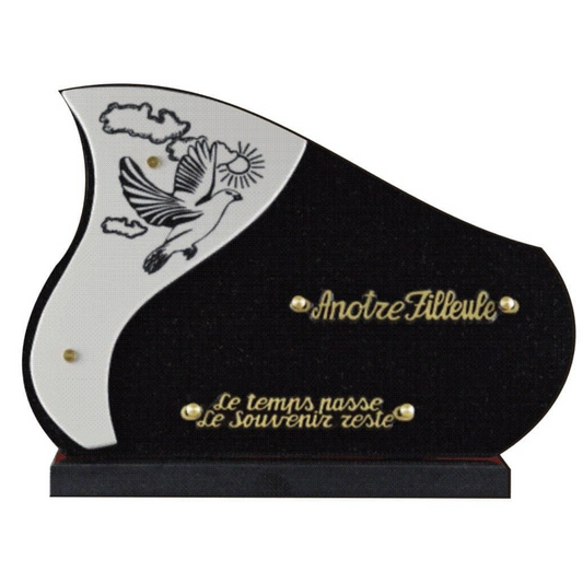 Plaque funéraire céramique en noir et blanc