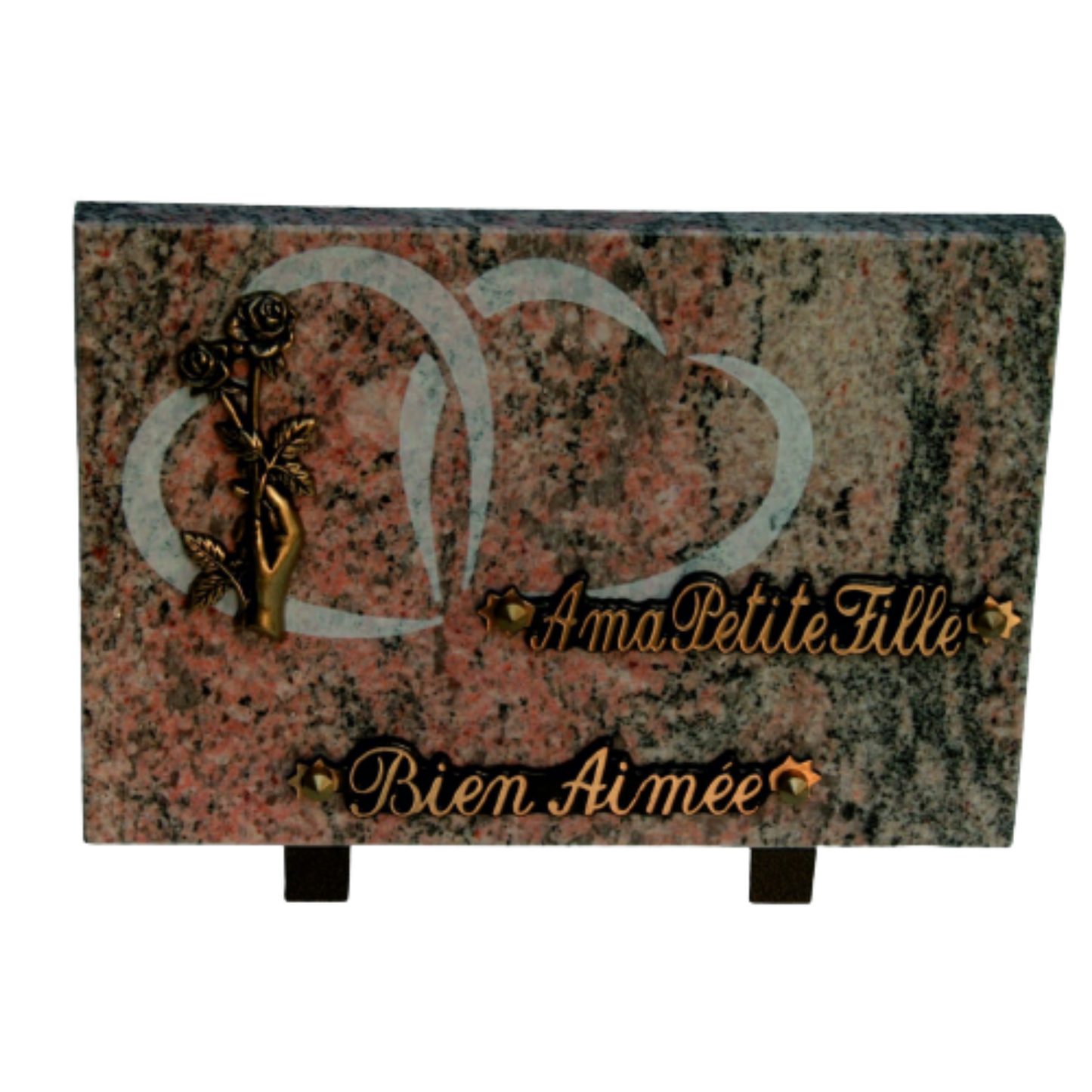 Plaque granit coeurs blancs