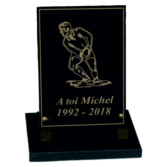 Plaque funéraire Rugbyman