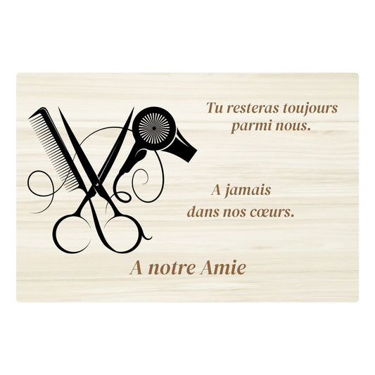 Plaques funéraires en bois Crémation - Coiffeur(se) métier