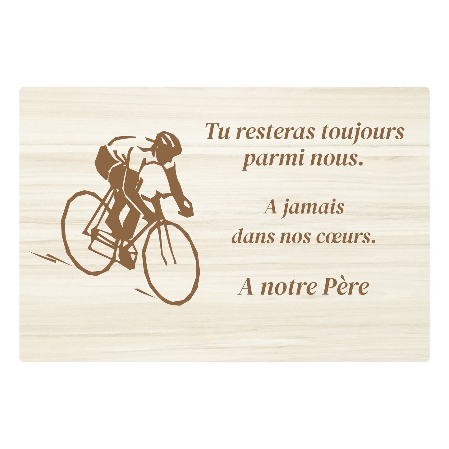 Plaques funéraires en bois Crémation - Cycliste