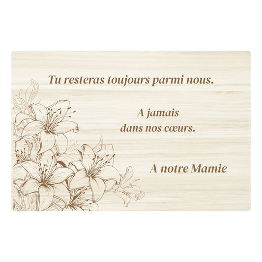 Plaques funéraires en bois Crémation - Fleurs - Lys