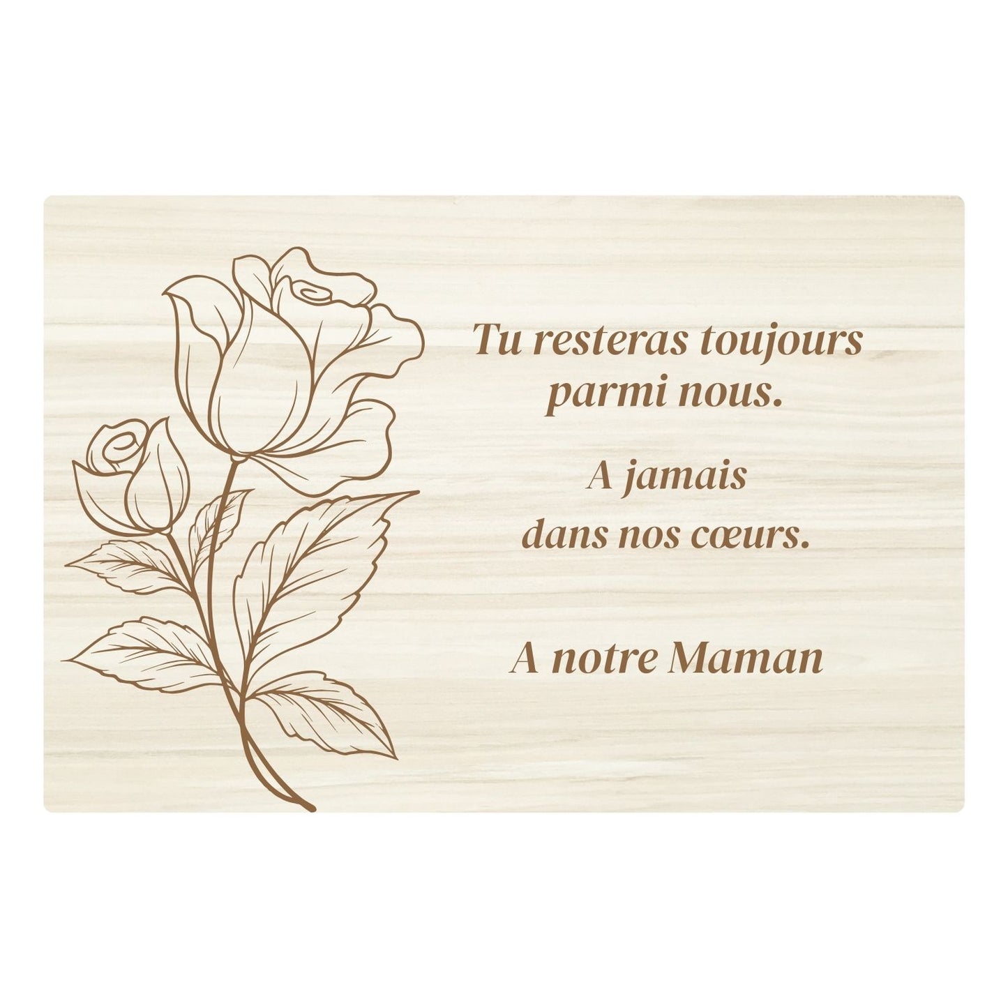 Plaques funéraires en bois Crémation - Fleurs - Roses branchues