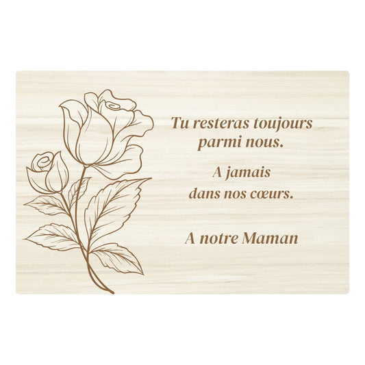 Plaques funéraires en bois Crémation - Fleurs - Roses branchues