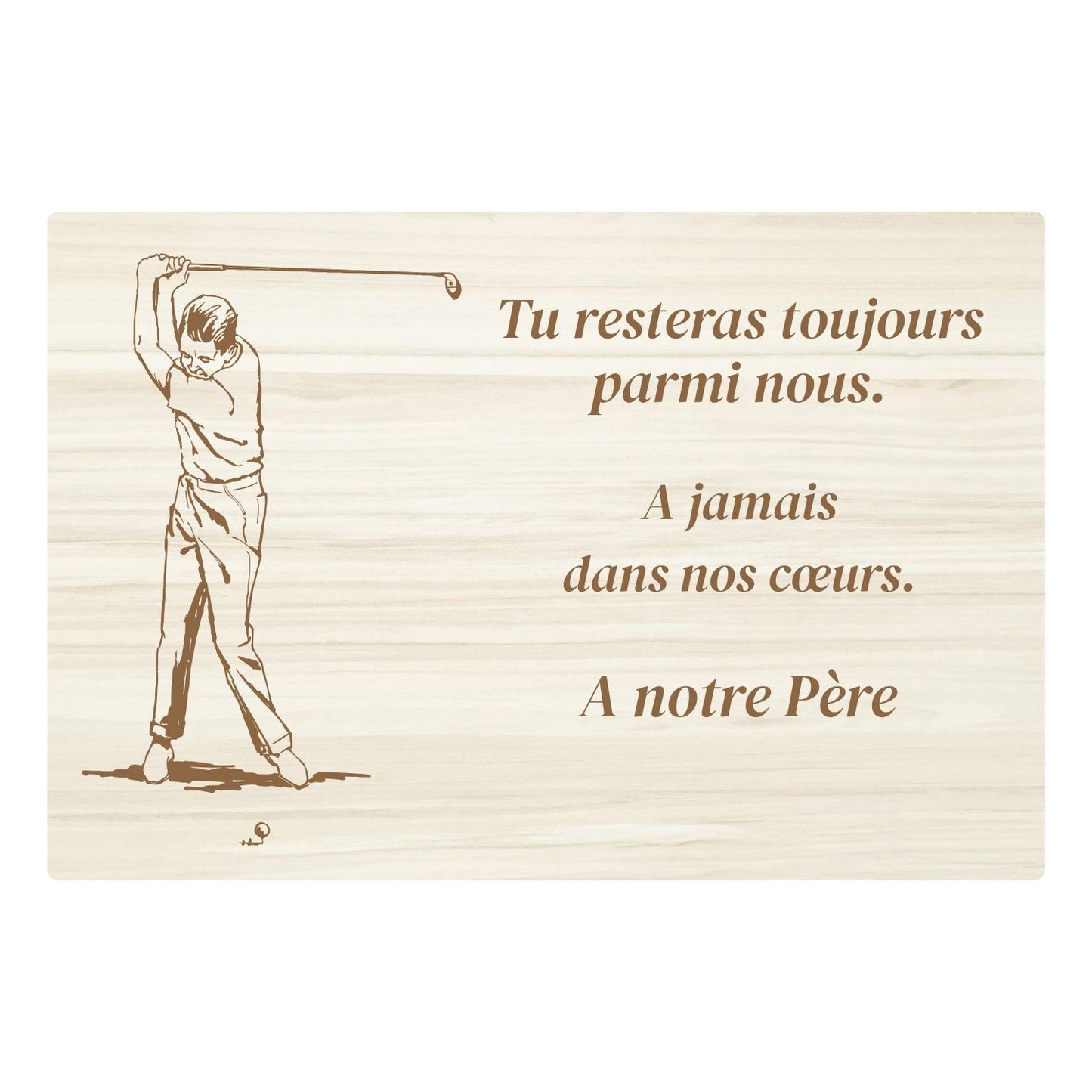 Plaques funéraires en bois Crémation - Golfeur