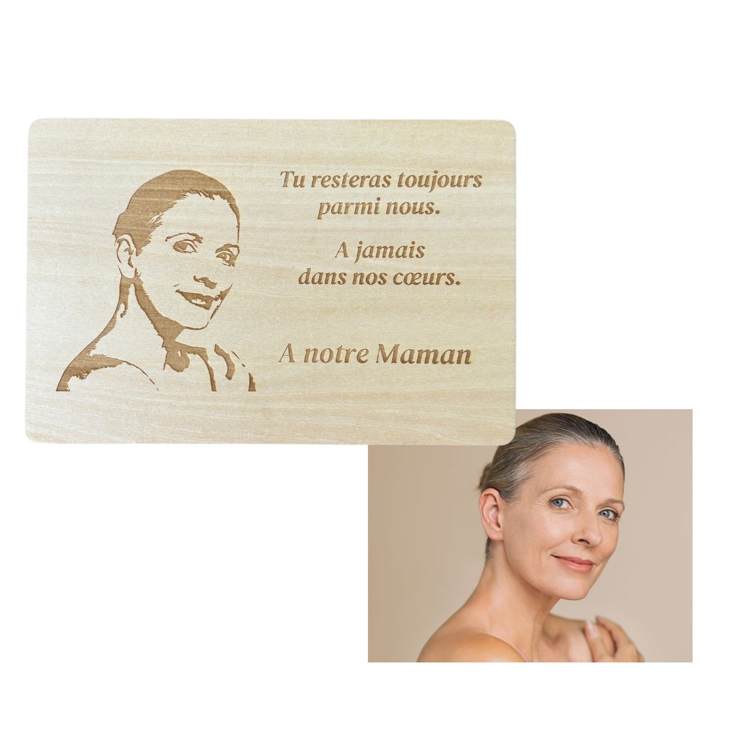 Plaques funéraires en bois Crémation - Portrait
