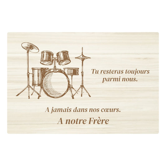 Plaques funéraires en bois Crémation - Batterie musique