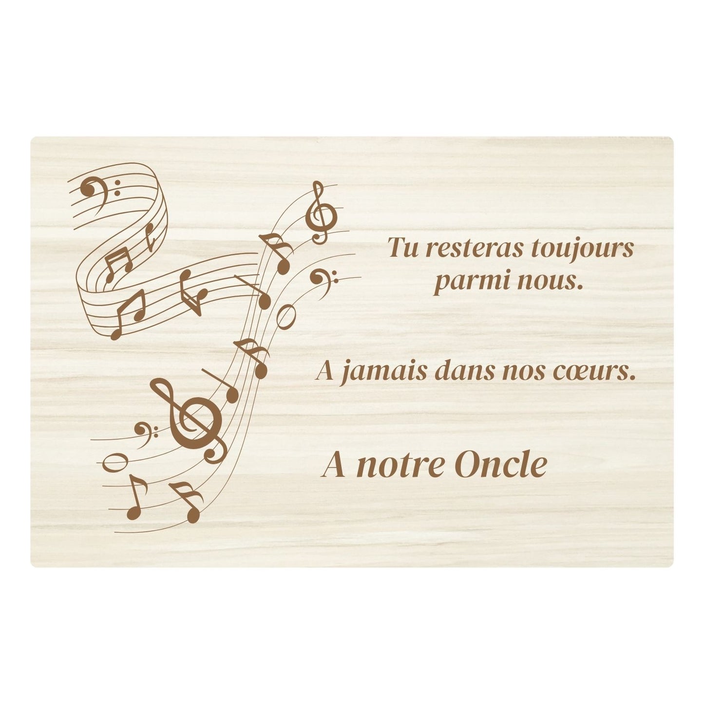 Plaques funéraires en bois Crémation - Notes de musique
