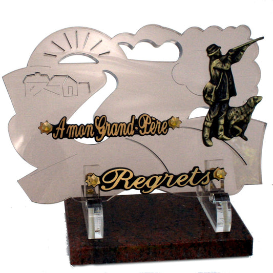 Plaque funéraire chasseur
