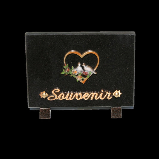 Plaque funéraire bronze couleurs