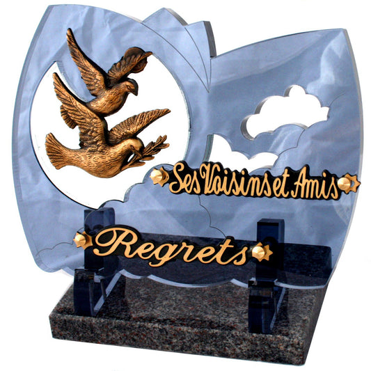 Plaque funeraire plexi colombes