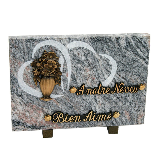 Plaque funéraire coeur gravé