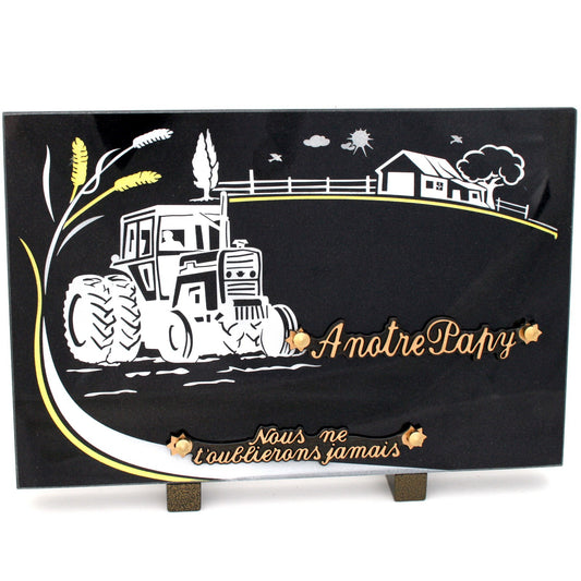 Plaque funéraire tracteur