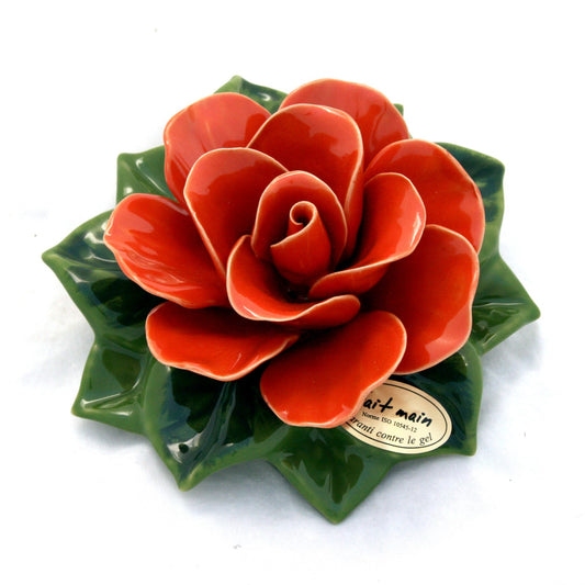 Rose en céramique orange