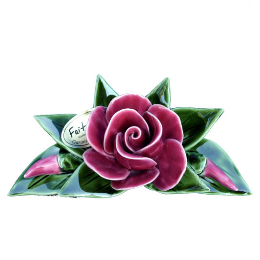 Rose parme en ceramique