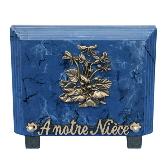 Plaque funeraire en resine texte en bronze