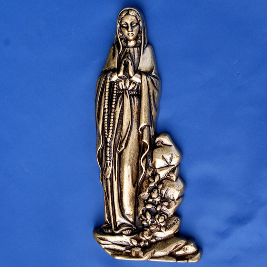 Vierge en bronze funéraire Le Havre fleurs