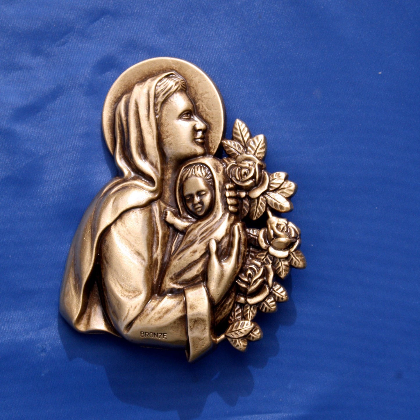 Vierge et l'enfant Bronze funéraire Saint Etienne