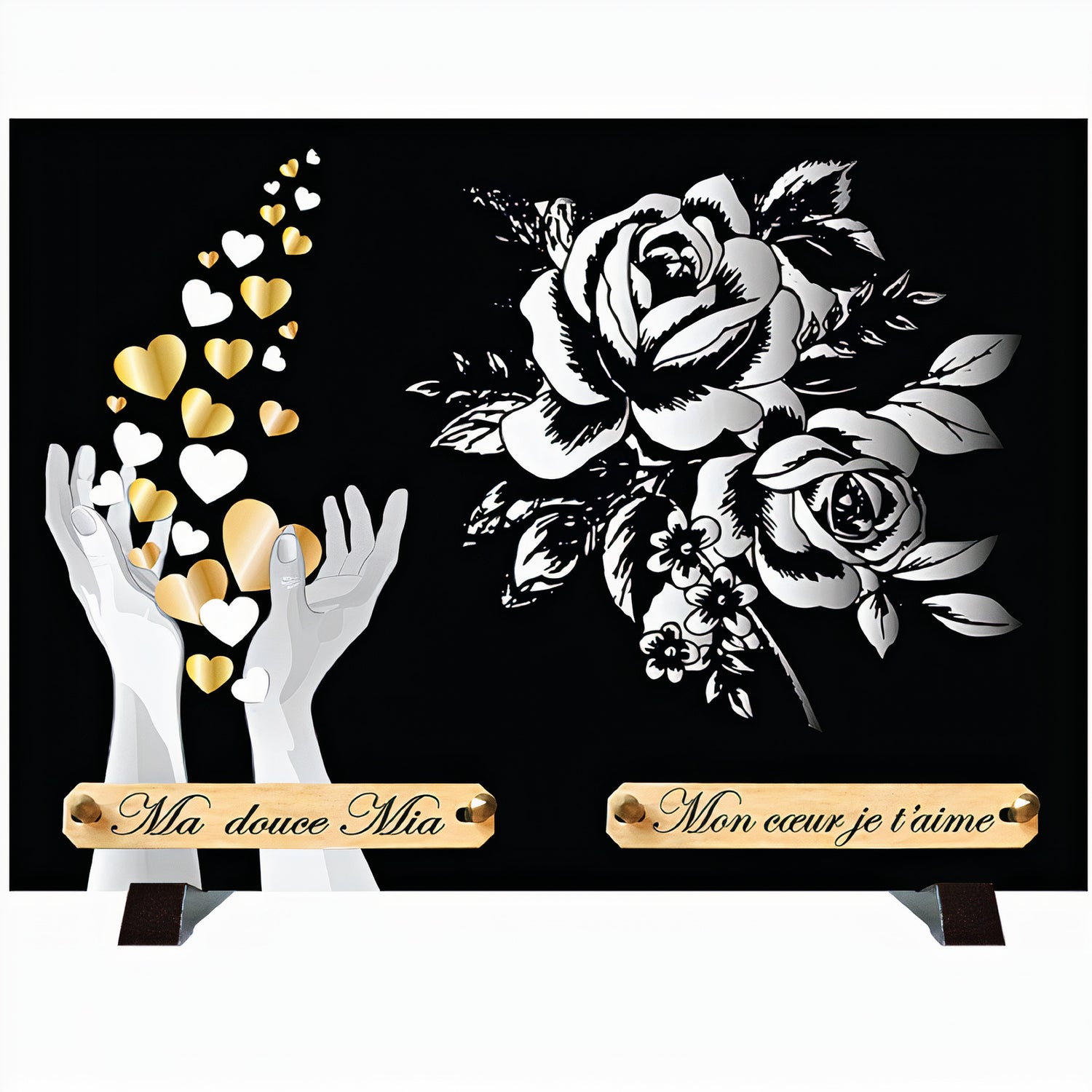 Plaque monochrome Mains & Roses